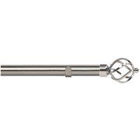 New Edge Blinds 28mm Fixed Length Metal Eyelet Curtain Pole Set - Cage Finial in Silver | Size: 150 cm