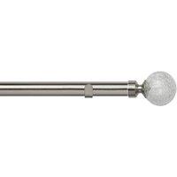 New Edge Blinds 28mm Fixed Length Metal Eyelet Curtain Pole Set - Crash Finial in Silver | Size: 80 cm