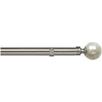 New Edge Blinds 28mm Fixed Length Metal Eyelet Curtain Pole Set - Empire Finial in Silver | Size: 100 cm