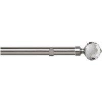 New Edge Blinds 28mm Fixed Length Metal Eyelet Curtain Pole Set - Bella Finial in Silver | Size: 70 cm