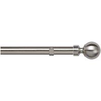 New Edge Blinds 28mm Fixed Length Metal Eyelet Curtain Pole Set - Sphere Finial in Silver | Size: 70 cm