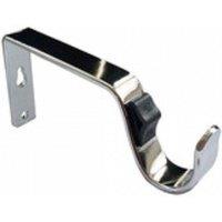 New Edge Blinds Quick Lock Fixed Metal Curtain Pole Support Bracket Pair (28mm) in Metallic Silver