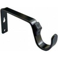 New Edge Blinds Quick Lock Fixed Metal Curtain Pole Support Bracket Pair (28mm) in Black