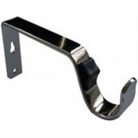 New Edge Blinds Quick Lock Fixed Metal Curtain Pole Support Bracket Pair (28mm) in Metallics