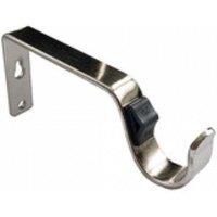 New Edge Blinds Quick Lock Fixed Metal Curtain Pole Support Bracket Pair (28mm) in Silver