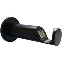 New Edge Blinds Quick Lock Cylinder Metal Curtain Pole Support Bracket Pair (28mm) in Black