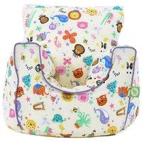 Bean Lazy Cotton Party Animals Bean Bag Arm Chair with Beans Child / Teen size in Light Beige | Size: Large