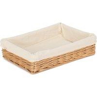 Red Hamper Wicker Cotton Lined Straight-Sided Rectangular Tray in Brown