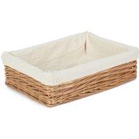 Red Hamper Wicker Cotton Lined Straight-Sided Rectangular Tray in Brown