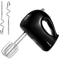 Emperial Hand Mixer Electric Food Mixer - 5 Speeds, Turbo, Beaters & Dough Hook in Black