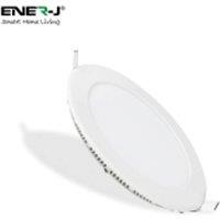 ENER-J 6W Recessed Round LED Mini Panel 120mm diameter (Hole Size 105mm), CE Driver, 90 Lm/Watt, RA 80, 3000K (Pack of 4) in White