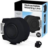 Tanness 30m Wall Mounted Twin Cable Retractable Washing Line - All Black