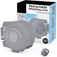 Tanness 30m Wall Mounted Twin Cable Retractable Washing Line - All Grey