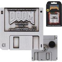 DOOM Floppy Disk Limited Edition Pin Badge in Metallic Silver