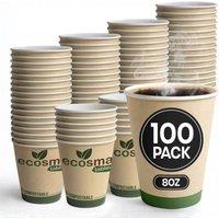 volila 8oz Paper Coffee Cups Perfect for Coffee, Tea & Hot Chocolate in Warm White | Size: 100 Pieces