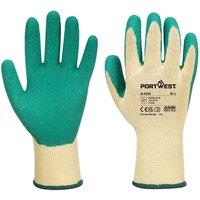 Portwest A100 Latex Grip Gloves in Green | Size: XL