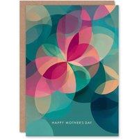 Artery8 Happy Mother's Day Card Abstract Floral Flowers Teal Pink Blank Inside in Blue