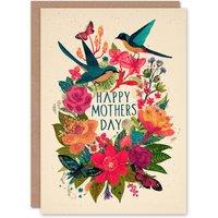 Artery8 Happy Mother's Day Card For Mum Bright Birds Butterflies Blank Inside