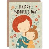 Artery8 Happy Mother's Day Card Fun Mum & Daughter Ginger Blank Inside in Blue