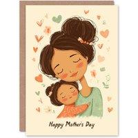 Artery8 Happy Mother's Day Card For Mum Cute Cartoon Love Hearts Blank Inside in White