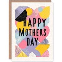 Artery8 Happy Mother's Day Card For Mum Pastel Colours Modern Fun Blank Inside in Pink