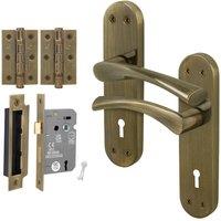 AFIT Antique Brass Twist Handle Sashlock Escutcheon Hinges (64mm) 1 Pair in Bronze | Size: 150mm x 150mm