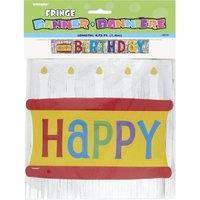 Unique Party Foil Fringe Birthday Banner in White