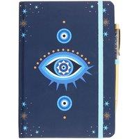 Something Different All Seeing Eye Crystal Chips A5 Notebook with Pen in Blue