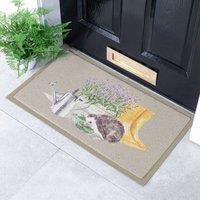 Artsy Mats Hedgehog Lavender Doormat in Beige | Size: 40 cm x 70 cm