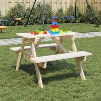 Berkfield Home Picnic Table for 4 Kids with Umbrella Hole Solid Wood Fir in Brown