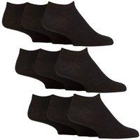 Iomi Men's 9 Pack Diabetic Trainer Socks | Non Elastic Extra Wide Ankle Socks in Black | Size: 6-11