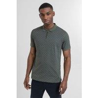 Steel & Jelly Men's Geometric Floral Printed Short Sleeve Polo Shirt in Green | Size: Small