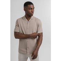 Steel & Jelly Men's Jersey Short Sleeve Shirt With Waffle Texture in Stone | Size: Small
