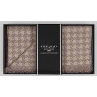 Steel & Jelly Men's Houndstooth Design Boxed Scarf in Stone