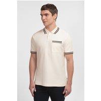 Steel & Jelly Men's Tolworth - Textured Polo Shirt With Contrast Rib in Ecru | Size: Small
