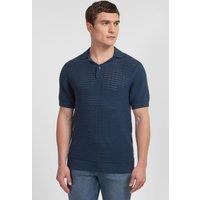 Steel & Jelly Men's Holborn - Stripe Textured Short Sleeve Shirt in Navy | Size: Large