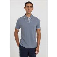 Steel & Jelly Men's Beam - Diamond Textured Jacquard Polo Shirt in Light Blue | Size: Small