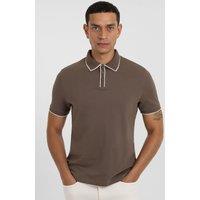 Steel & Jelly Men's Beam - Diamond Textured Jacquard Polo Shirt in Light Brown | Size: Large
