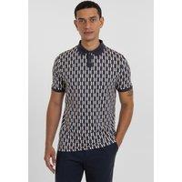 Steel & Jelly Men's Cudham - Geometric Print Polo Shirt in Navy | Size: Medium