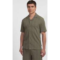 Steel & Jelly Men's Charlton - Stripe Jacquard Waffle Short Sleeve Shirt in Green | Size: XL