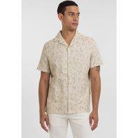 Steel & Jelly Men's Northolt - Leopard Jacquard Short Sleeve Shirt in Stone | Size: Medium