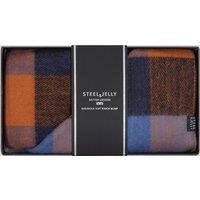 Steel & Jelly Men's Ashurst - Check Boxed Scarf in Burnt Orange