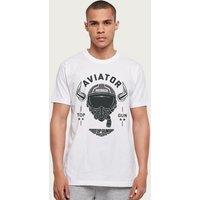 TOP GUN Men's Aviator Lt. Payback Fitch Helmet Maverick T-Shirt in White | Size: XL