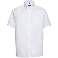 Russell Collection Men's Oxford Easy-Care Short-Sleeved Shirt in White | Size: 18.5 in