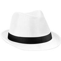 Beechfield Men's Plain Black Fedora in White | Size: Large/XL