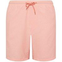 BadRhino Men's Stripe Seersucker Swim Shorts in Coral | Size: 1XL