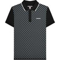 Lambretta Men's Two Tone All-Over Print Polo Shirt in True Black | Size: Medium