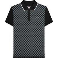 Lambretta Men's Two Tone All-Over Print Polo Shirt in True Black | Size: XL