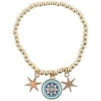 Something Different Men's All Seeing Eye Beaded Charm Bracelet in Gold