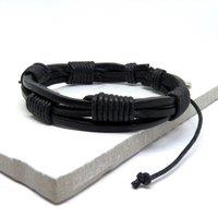 Aye Do Gifts Men's Black Leather Cord Bracelet | Size: 18.5 cm